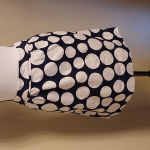 Boden Navy and Cream Polka Dot A-Line Skirt